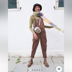 NWT Organic Corduroy Dungaree- Cocoa